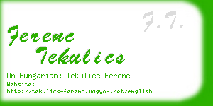 ferenc tekulics business card